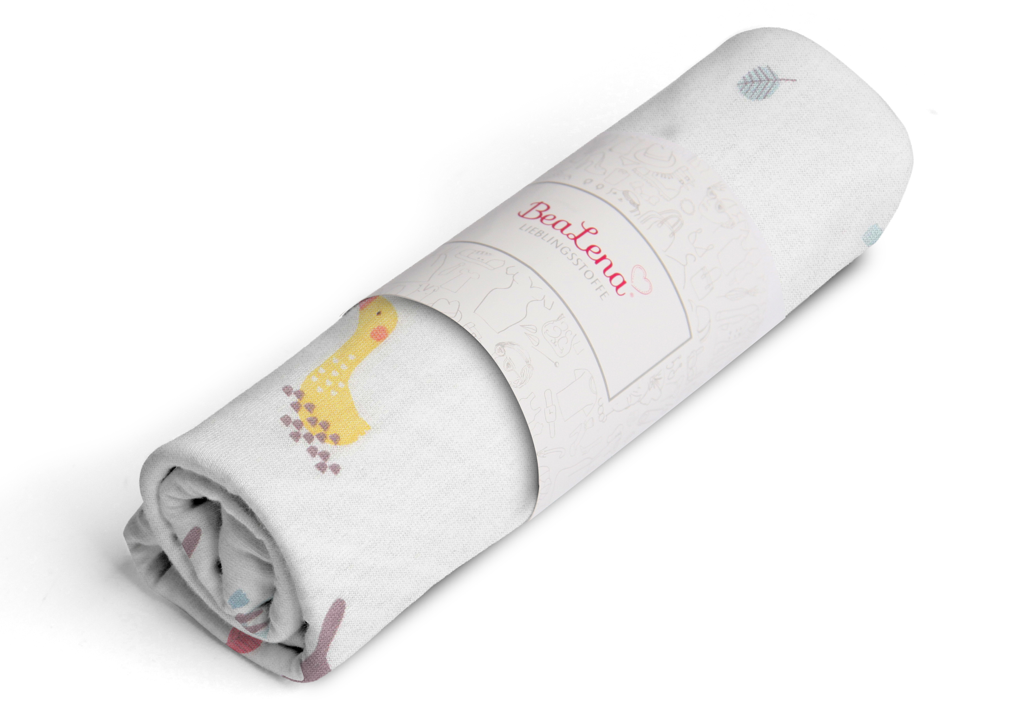 Stoff weiss Tiere 80 x 100 cm