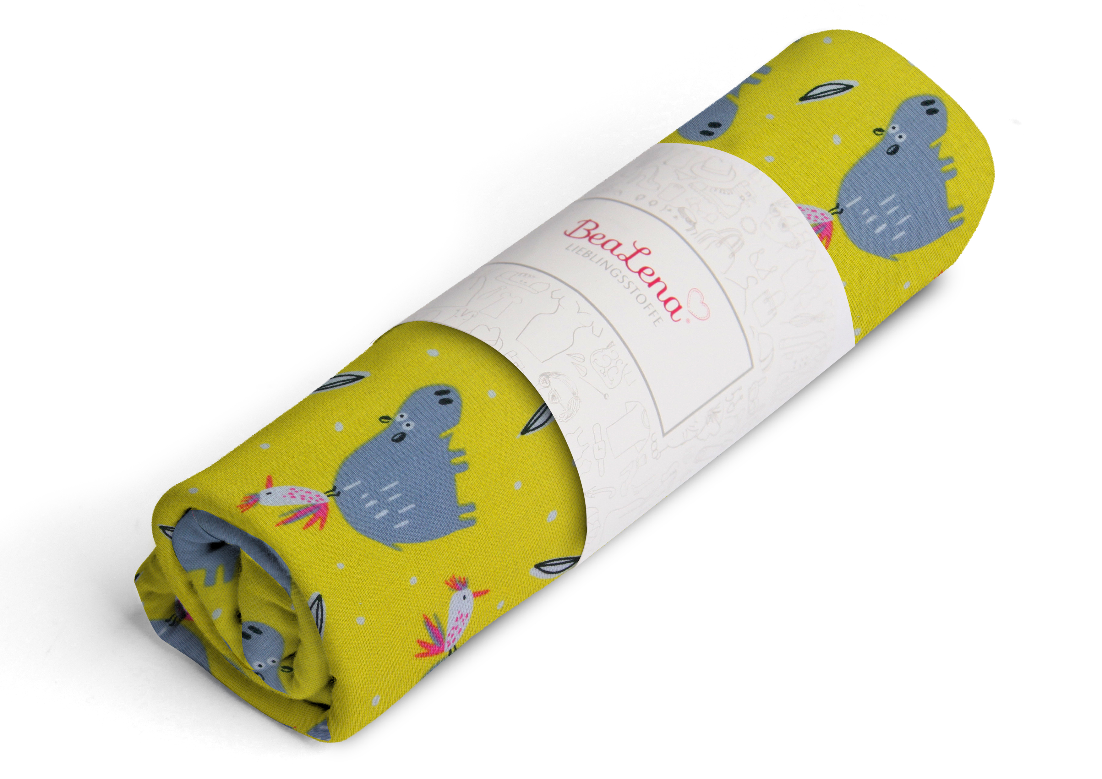 Stoff maisgelb Tiere 75 x 100 cm