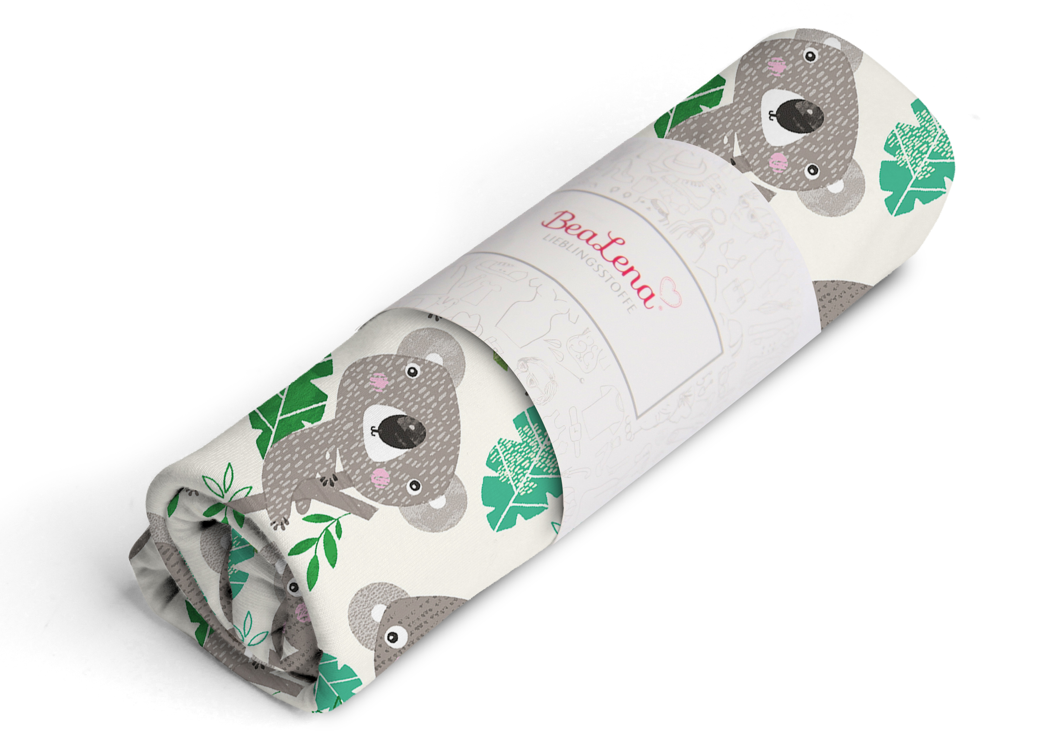 Stoff gr&#252;n Koalas 80 x 100 cm