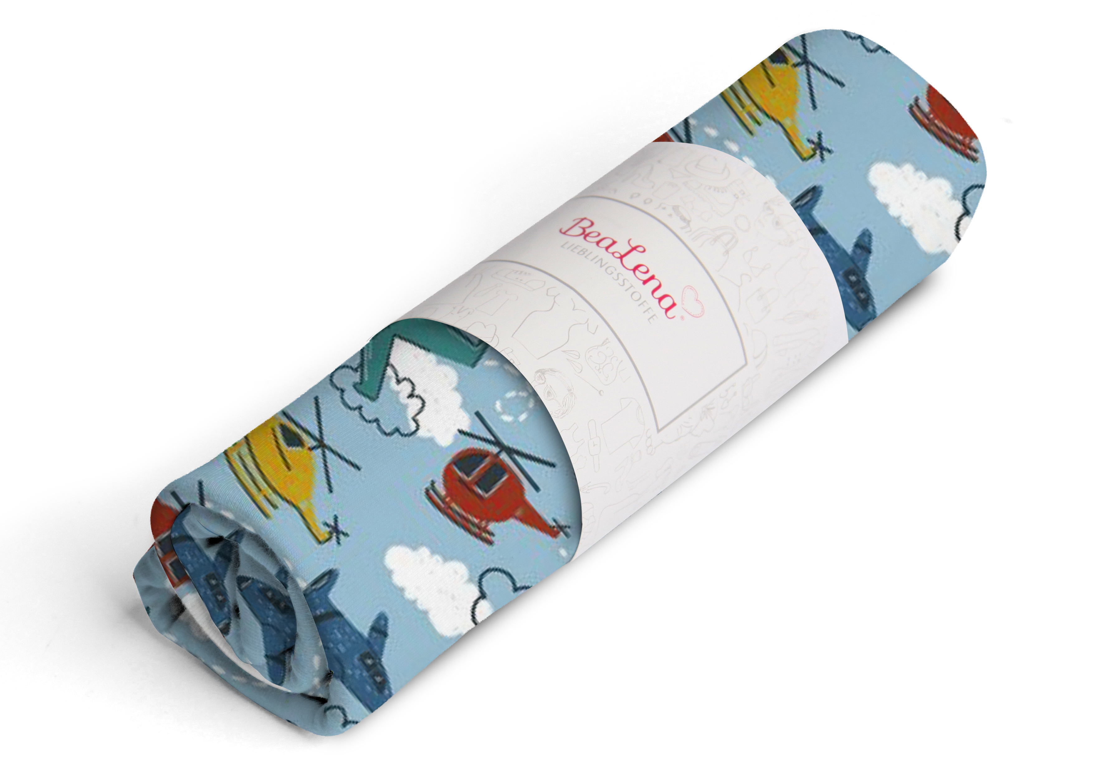 Stoff hellblau Flugzeuge 70 x 100cm