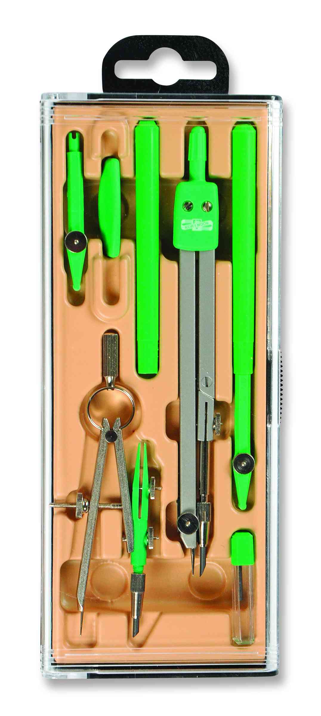 Zirkel - Zirkelkasten 7-teiliges  Grundschulzirkel- Set /  Zikel  mit Kniegelenk - farblich sortiert