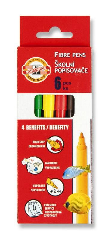 Fasermaler &quot; Fisch&quot;   6er Set mit einer 2 mm Spitze  , im Papp- Etui