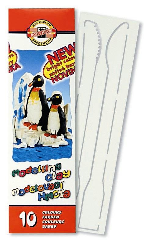 Modelliermasse- Knetmasse  10er Pack / Schachtel , inklusive  Modellierwerkzeug  -  200 g , farblich