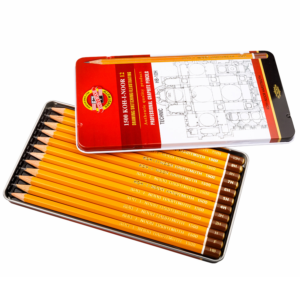 Graphitstifte 12er Set &quot; TECHNIC  Gradation HB - 10H &quot;  im Metalletui