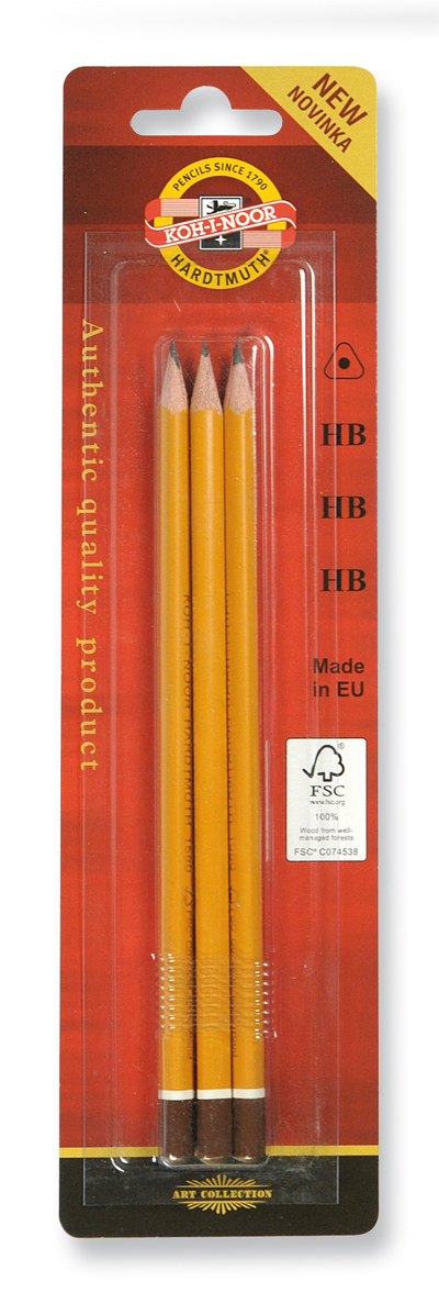 Graphitstifte ergonomisch, FSC 100% -   Gradation  HB -  im 3er Blister