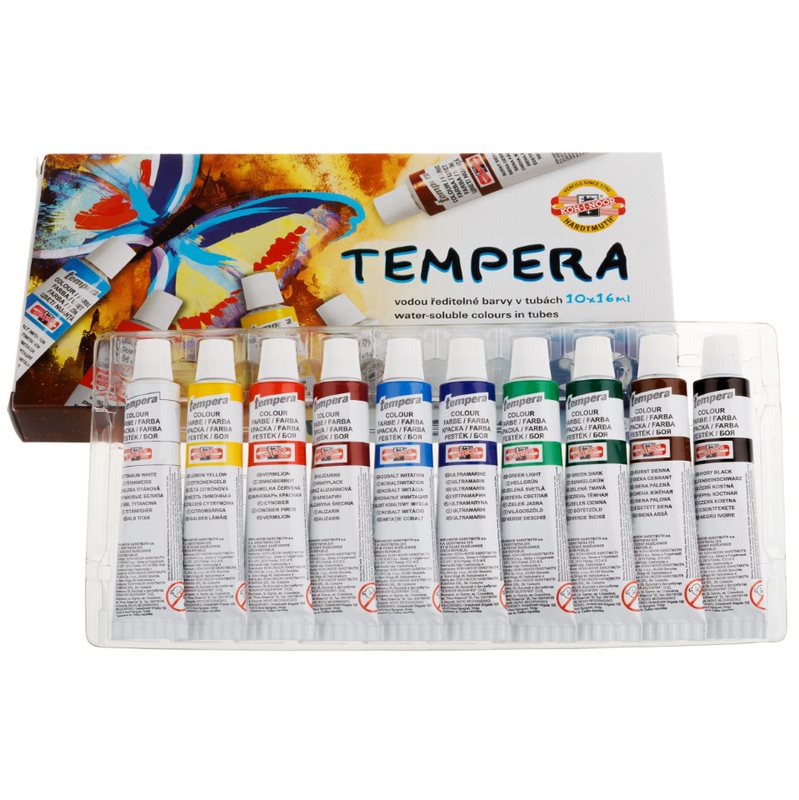 Temperafarben 10er Set  - 10 x 16 ml / Tube
