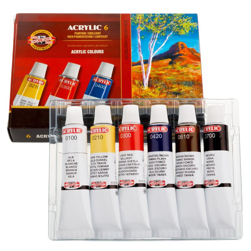 Acrylfarben  6er Set  -  6 x 16 ml / Tuben