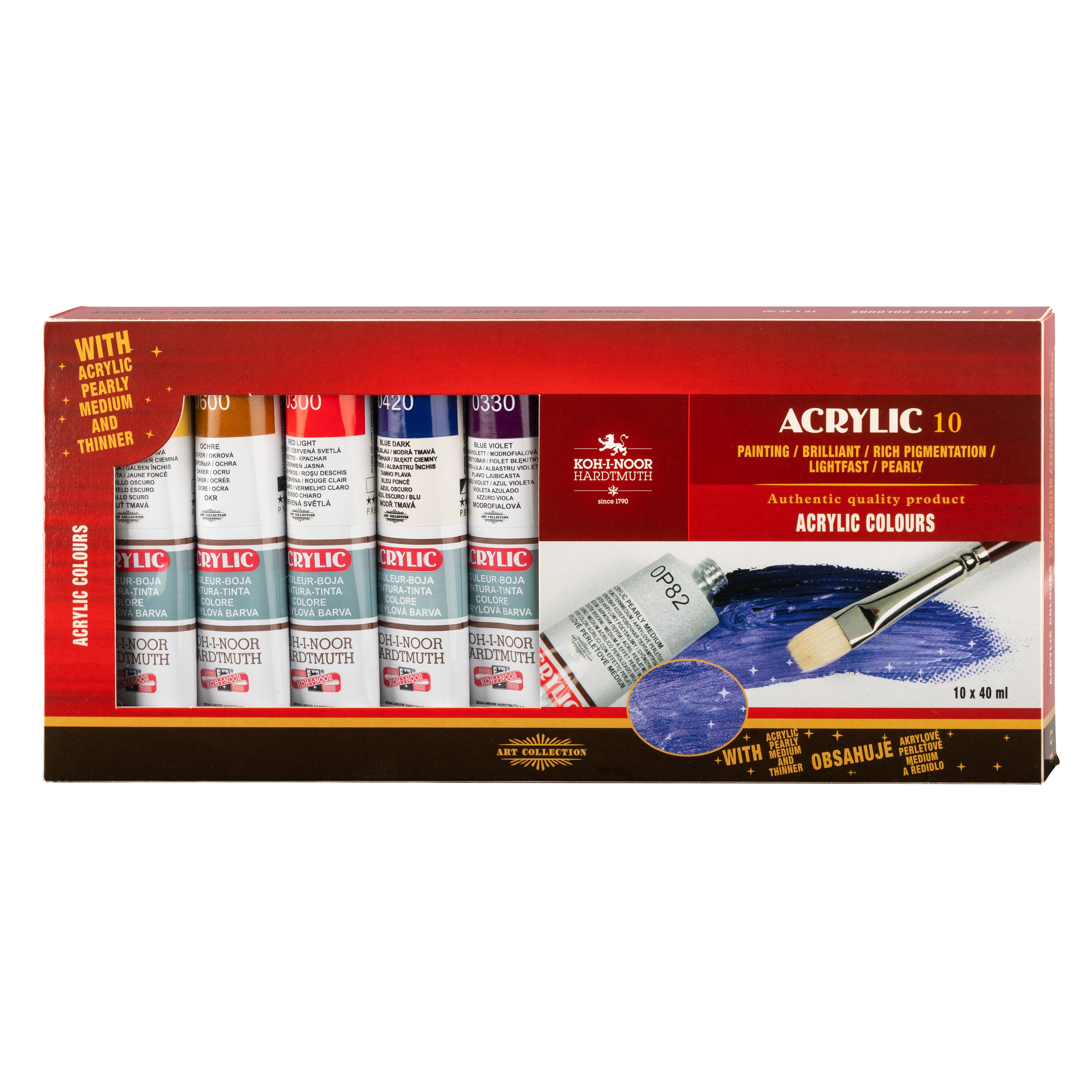 Acrylfarben-  Set  8 +2     - 8 x 40 ml + 2 x 40 ml / Tuben