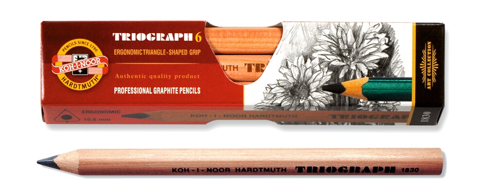 Graphitstifte Jumbo Natur  / Triograph 5,6 mm - Gradation 1830 / HB - im 6er Pack