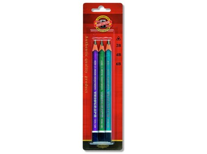Graphitstifte Jumbo Metallic / Triograph 5,6 mm - Gradation 2B , 4B , 6B - im 3er Blister