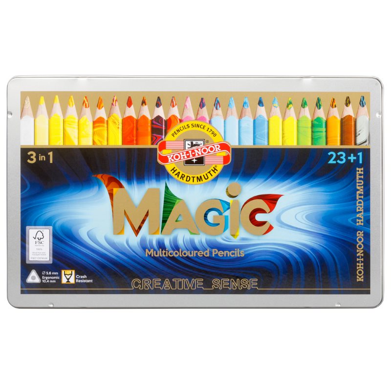 Farbstift Magic 3 in 1 - Jumbo  23 + 1  /  24er Set  im Metalletui