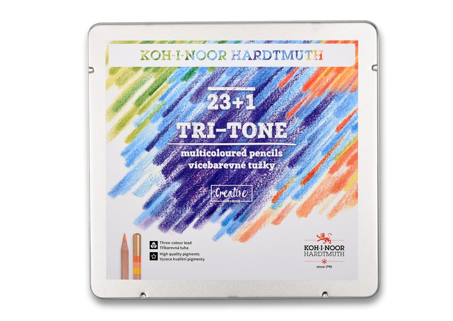 Farbstift &quot; TRI-TONE &quot;  23 + 1  /  24er Set  im Metalletui