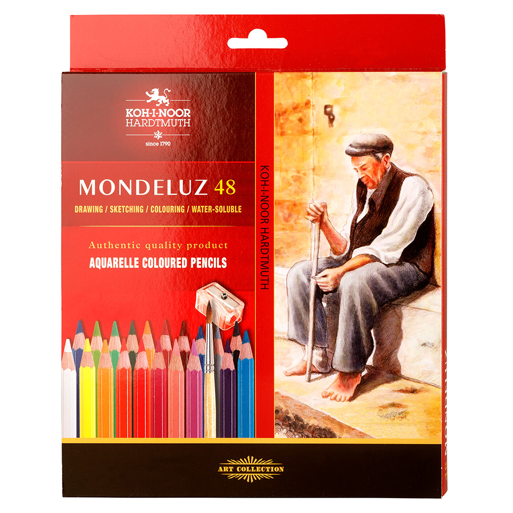 Aquarell- K&#252;nstlerfarbstifte  48er Set + Anspitzer und Pinsel