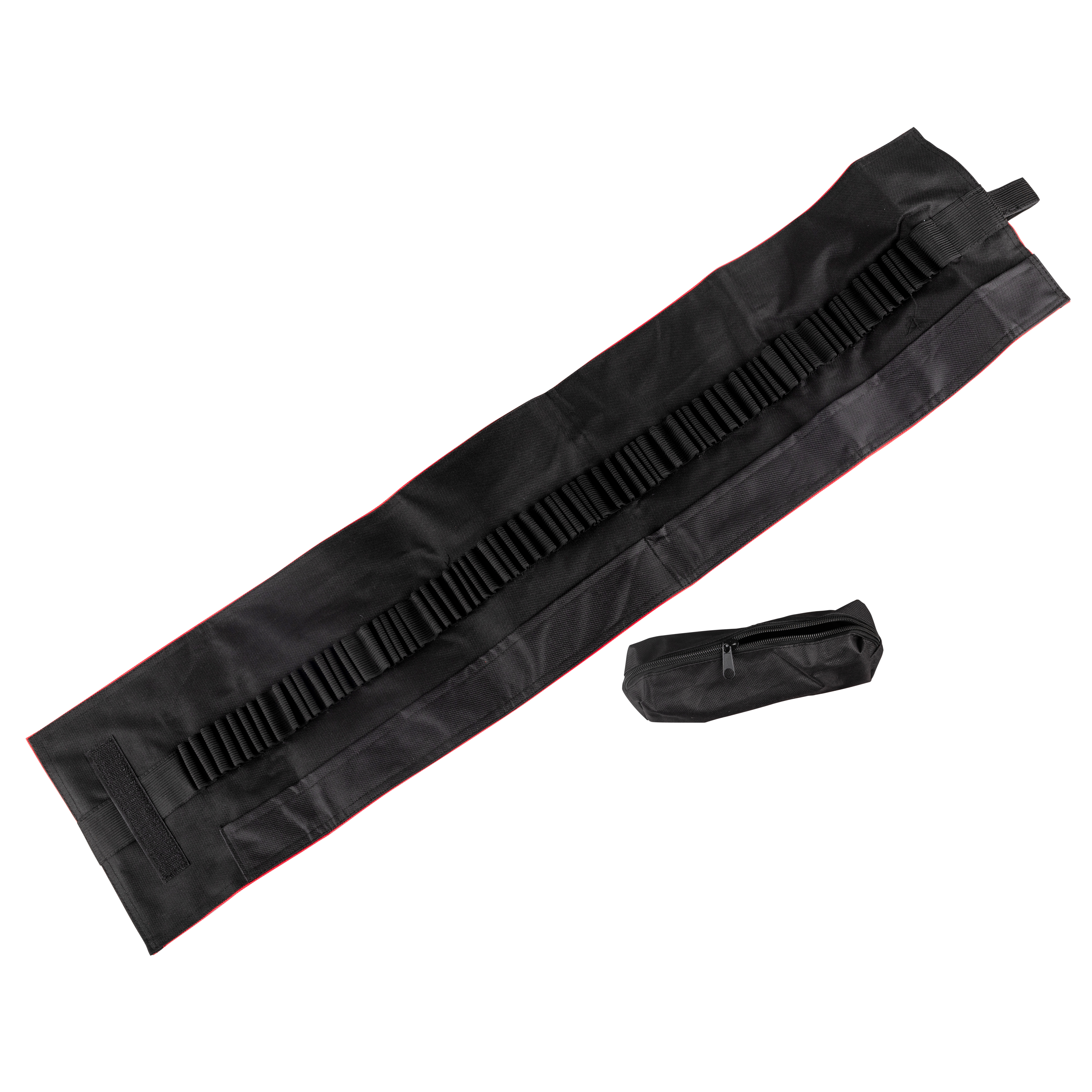 Stiftetasche Stifterolle leer , inkl. Faulenzer  rot / schwarz - leer  72 + 2  Einstecklaschen  ( 90