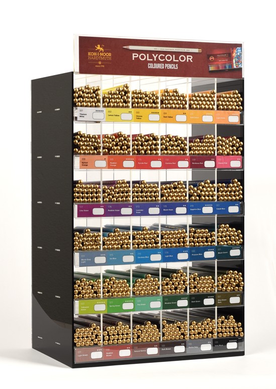 Polycolor- K&#252;nstlerfarbstifte &quot; Set I &quot; Acryldisplay gef&#252;llt  / 36 Farben &#224; 24 St&#252;ck