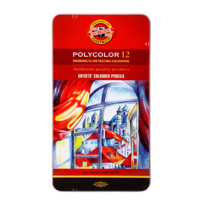 Polycolor- K&#252;nstlerfarbstifte 12er Set im Metalletui