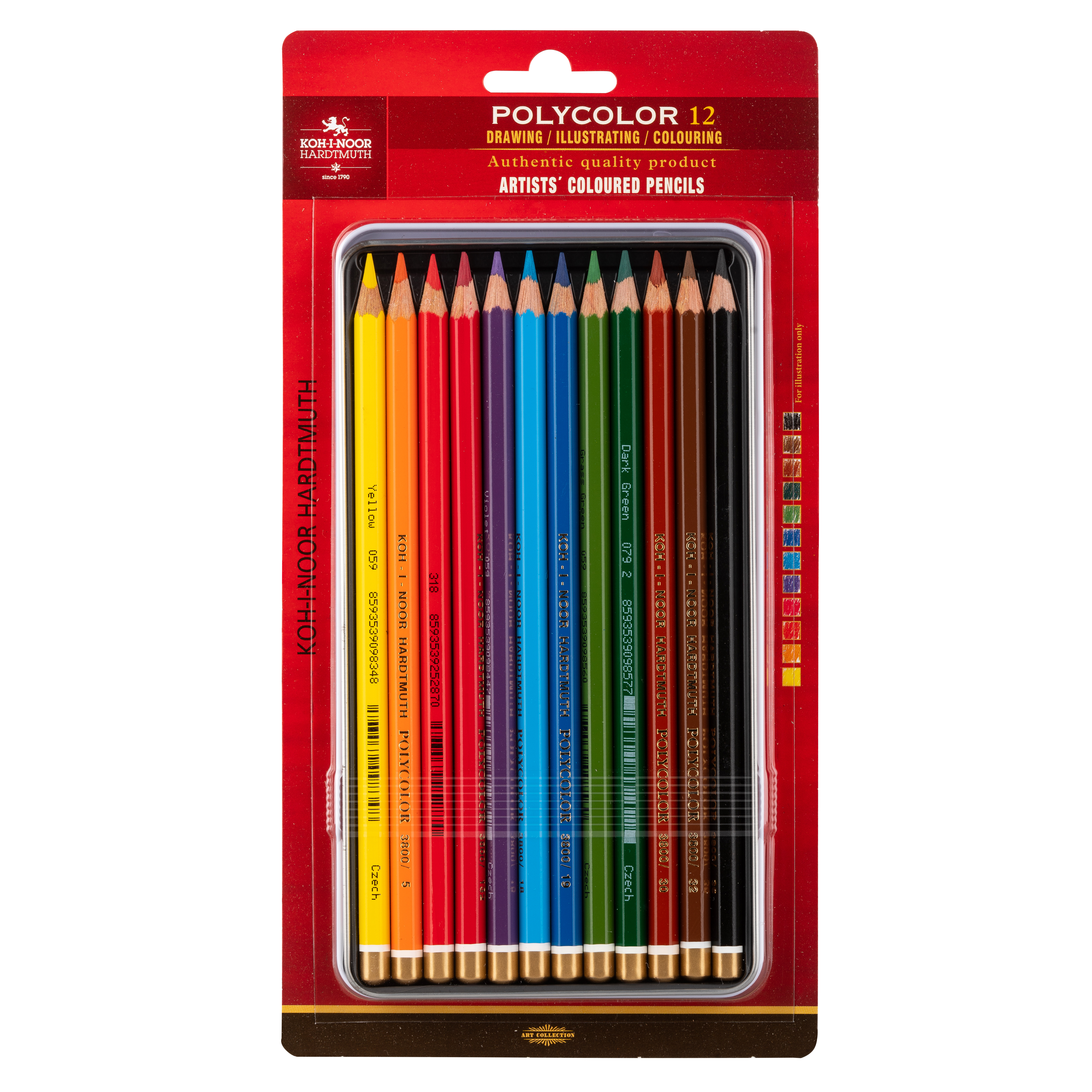 Polycolor- K&#252;nstlerfarbstifte 12er Set im Metalletui / Blister