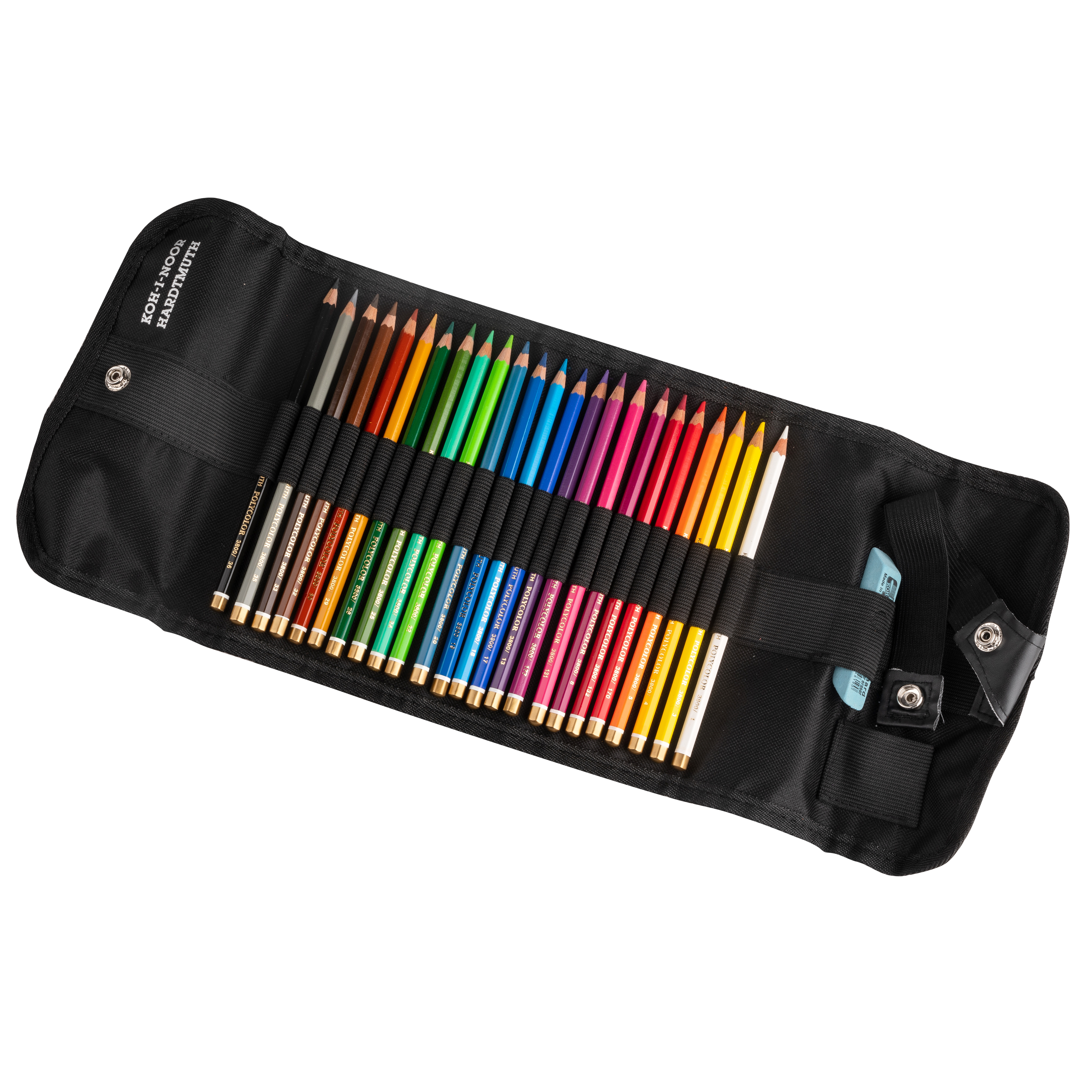 Polycolor- Stiftetasche gef&#252;llt mit 24 Polycolor- Farbstiften, Radiergummi und Anspitzer
