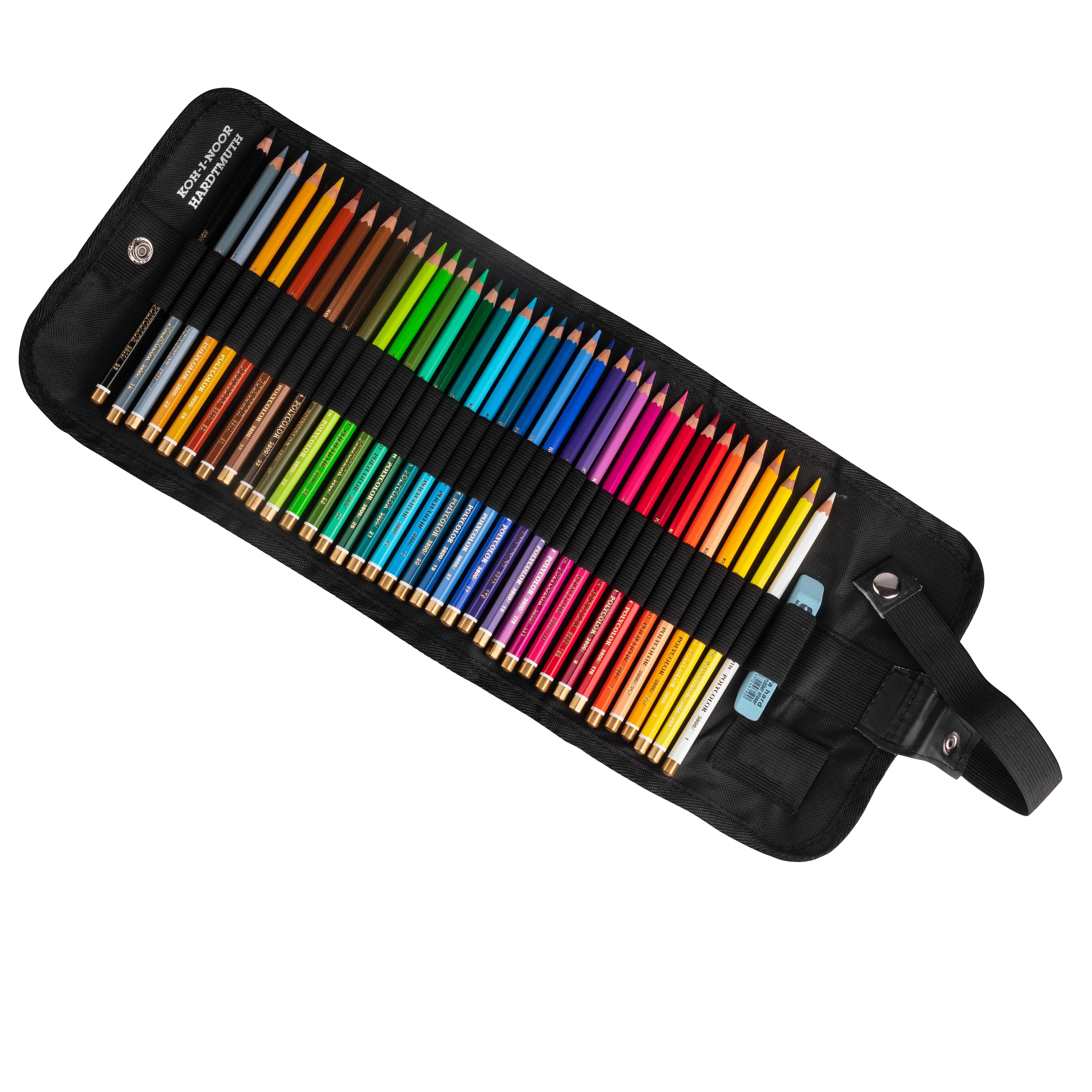 Polycolor- Stiftetasche gef&#252;llt mit 36 Polycolor- Farbstiften, Radiergummi und Anspitzer