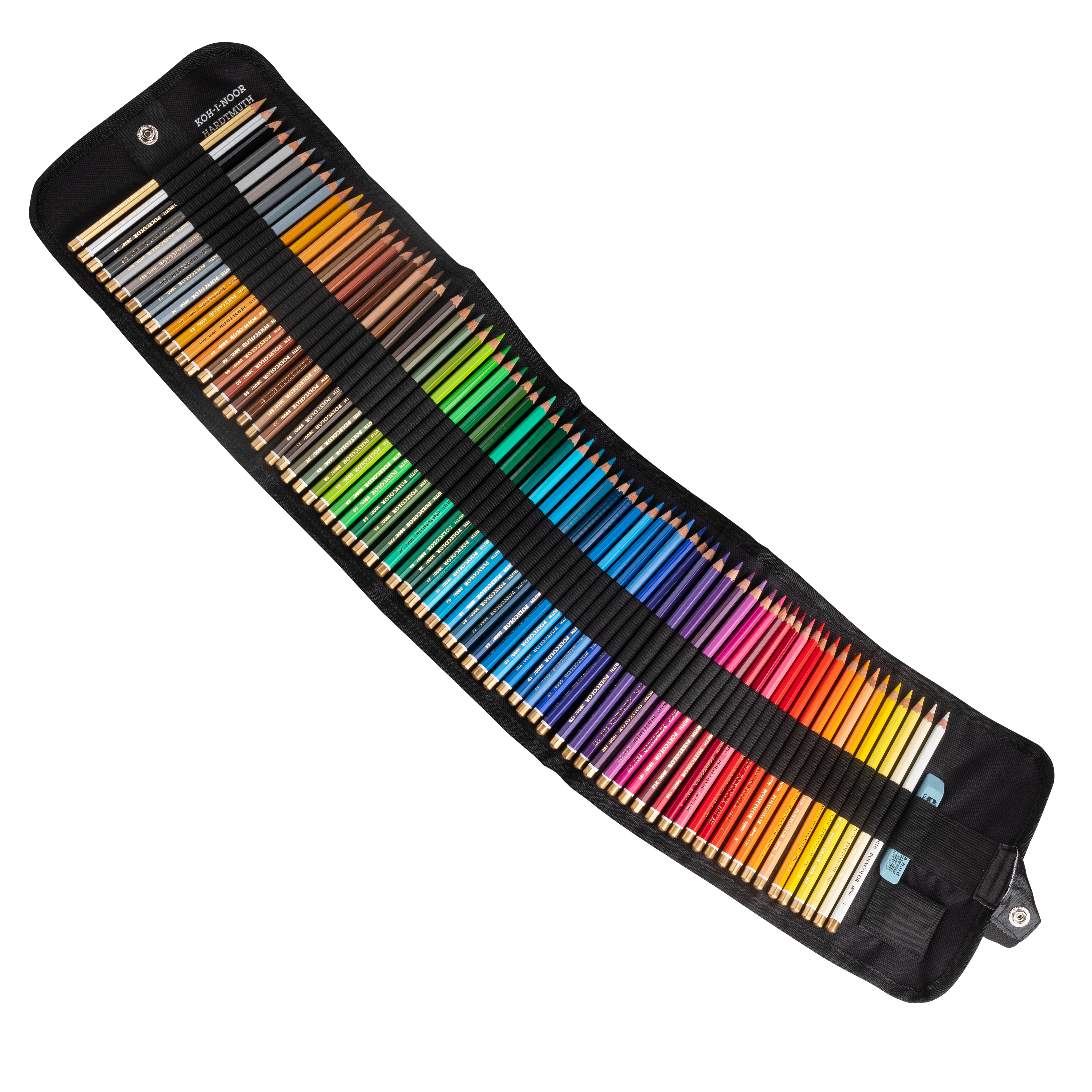 Polycolor- Stiftetasche schwarz - gef&#252;llt mit 72 Polycolor- Farbstiften, Radiergummi und Anspitzer