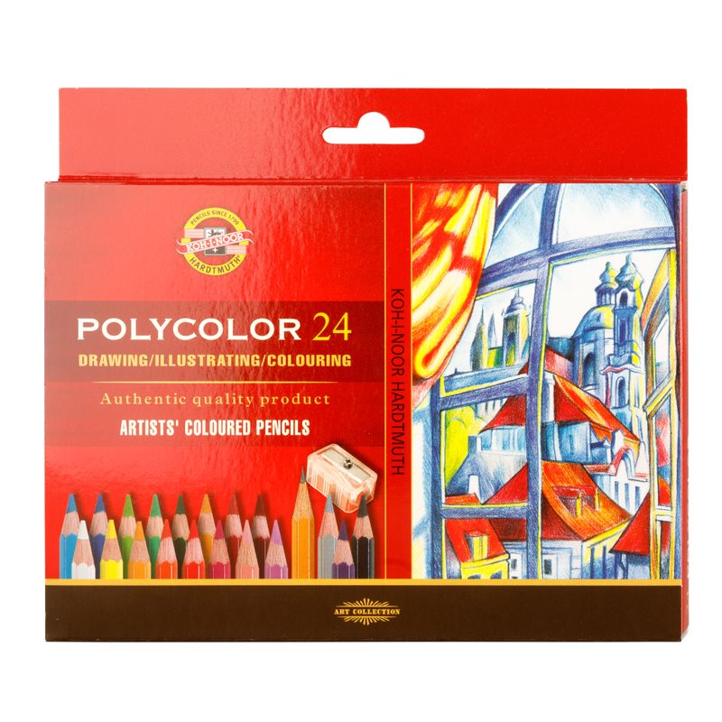 Polycolor- K&#252;nstlerfarbstifte 24er Pack inklusive Anspitzer und 2 Graphitstifte