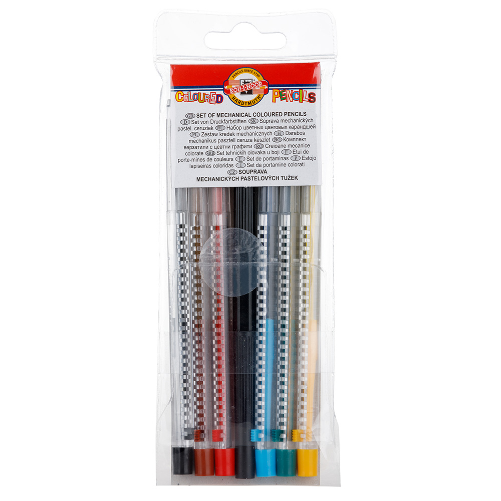 Buntstifte  Druck- Farbstifte mit einer 3,2 mm Mine und Anspitzer   6er Set