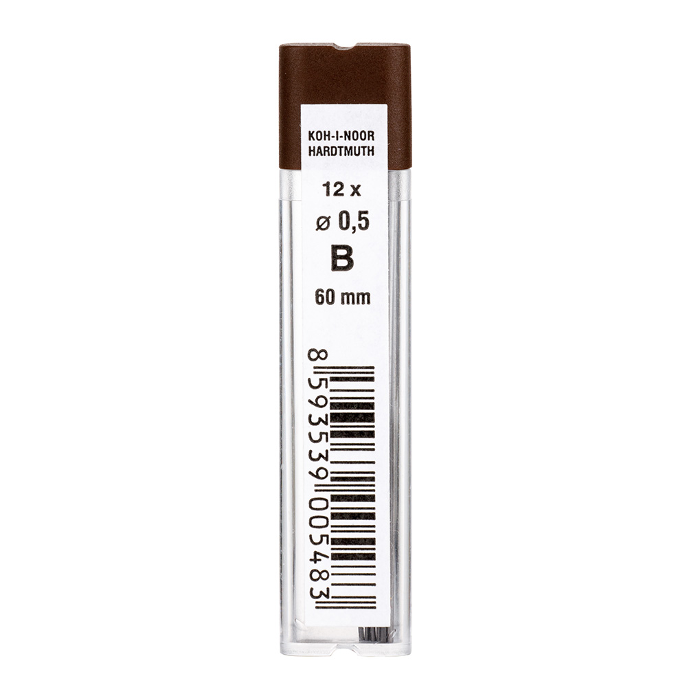 Minen -  0,5 x 60  mm Feinminen f&#252;r Druckbleistifte - Gradation B - im 12er Pack