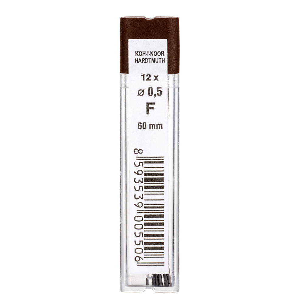 Minen -  0,5 x 60 mm Feinminen fuer Druckbleistifte - Gradation F -  im 12er Pack