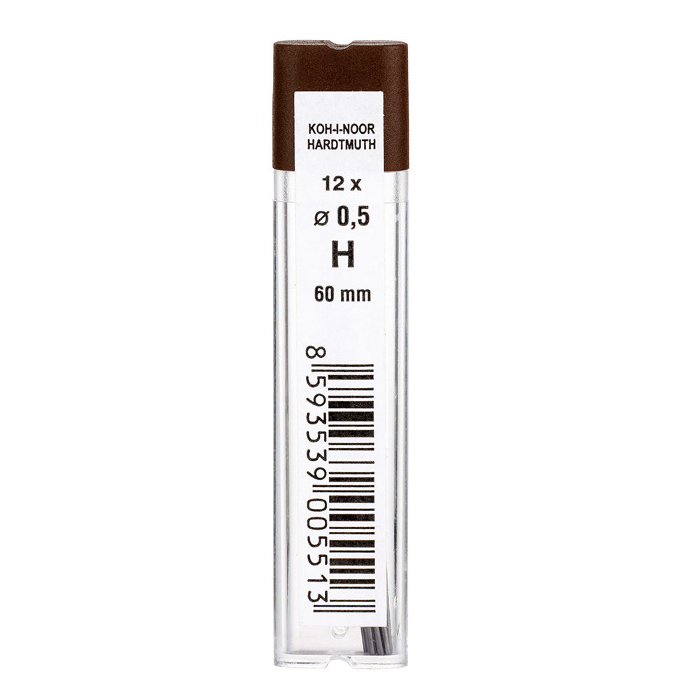 Minen -  0,5 x 60  mm Feinminen fuer Druckbleistifte - Gradation H - im 12er Pack