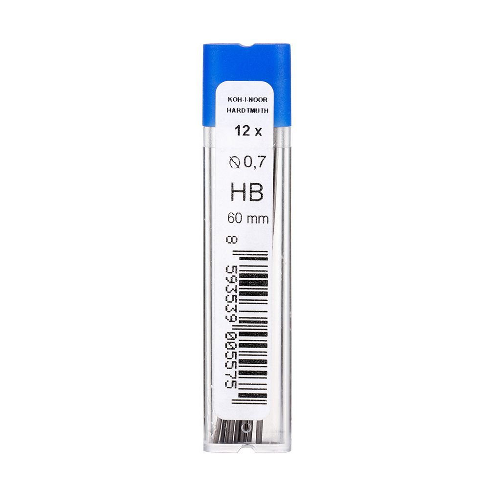 Minen -  0,7 x 60  mm Feinminen fuer Druckbleistifte - Gradation HB -  im 12er Pack
