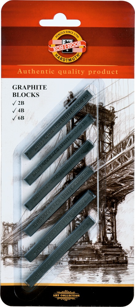 Graphitbl&#246;cke 7 x 7 x70 - Gradation 2B, 4B, 6B -  6 St&#252;ck,  im Blister