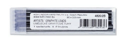 Minen -  3,8 x 90 mm Graphitmien - Gradation 2B  - im 6er Pack