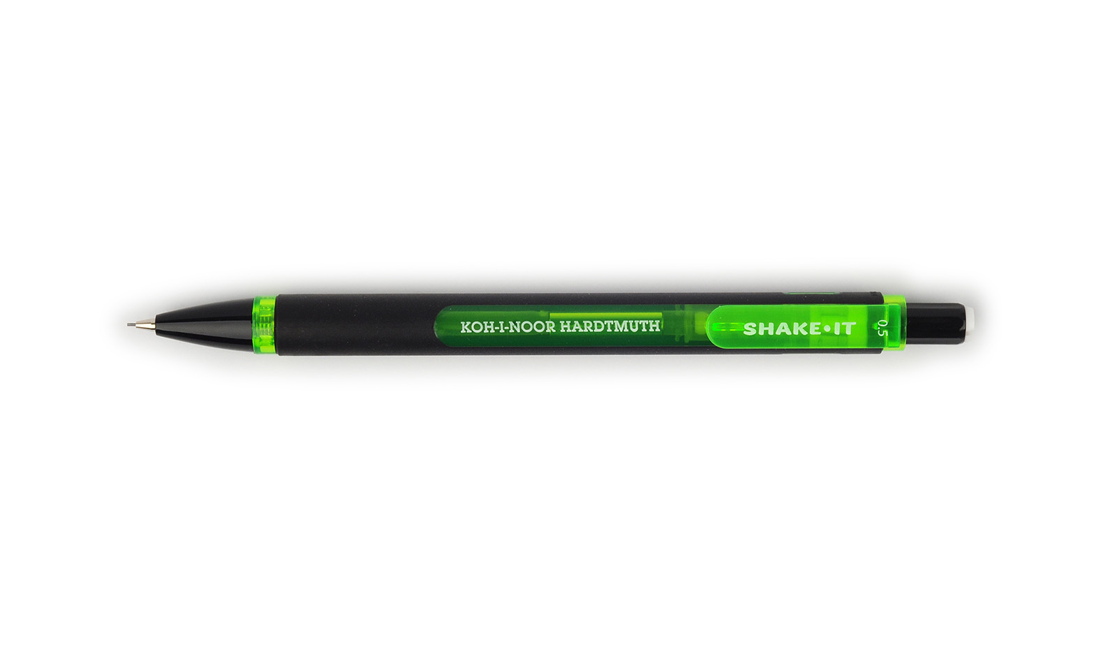 Druckbleistift &quot; SHAKE  IT &quot;  - Gr&#252;n / Schwarz -    0,5 mm Mine, Radiergummi und Clip
