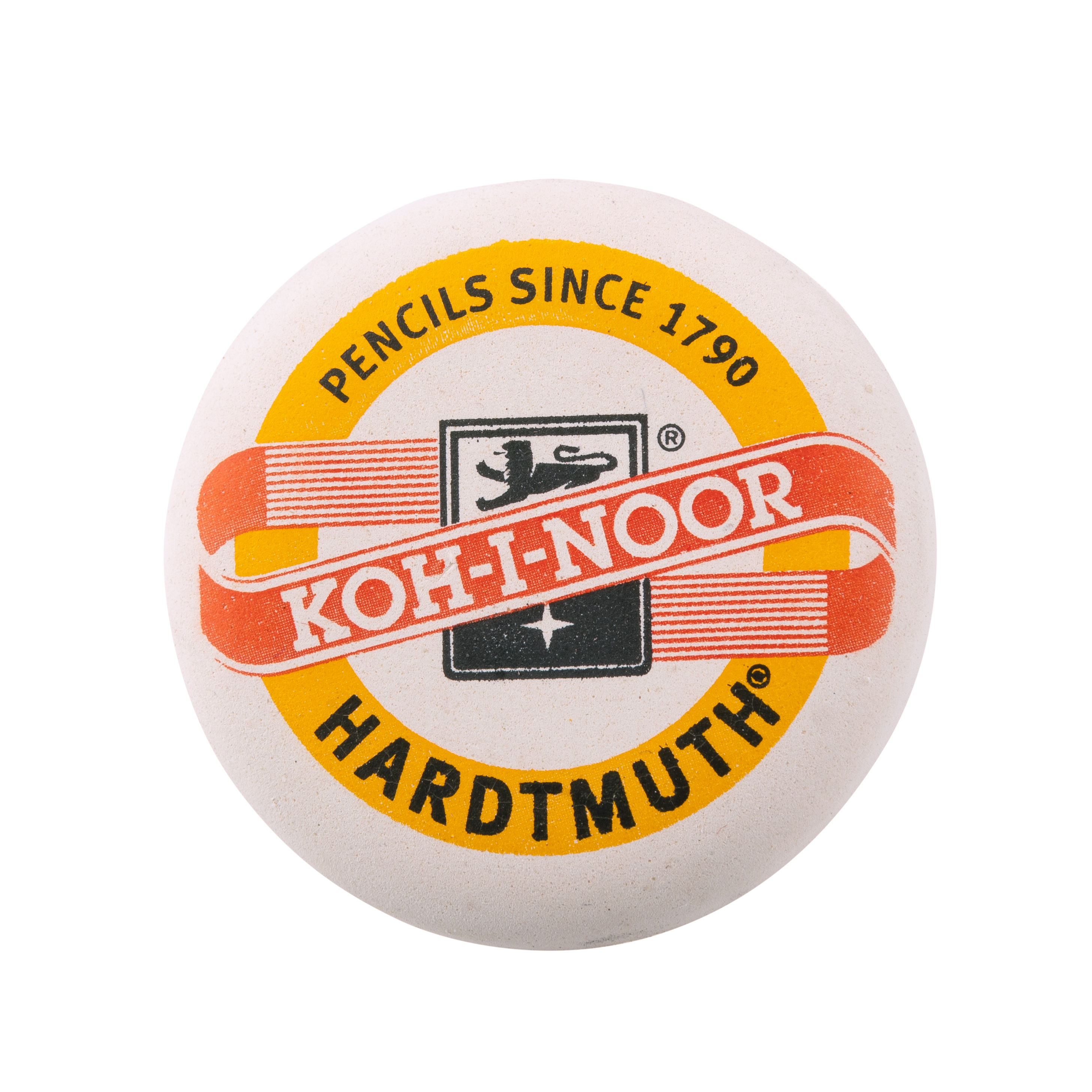 Radiergummi-  rund / weiss  mit KOH-I-NOOR-  Aufdruck   / D = 41 mm