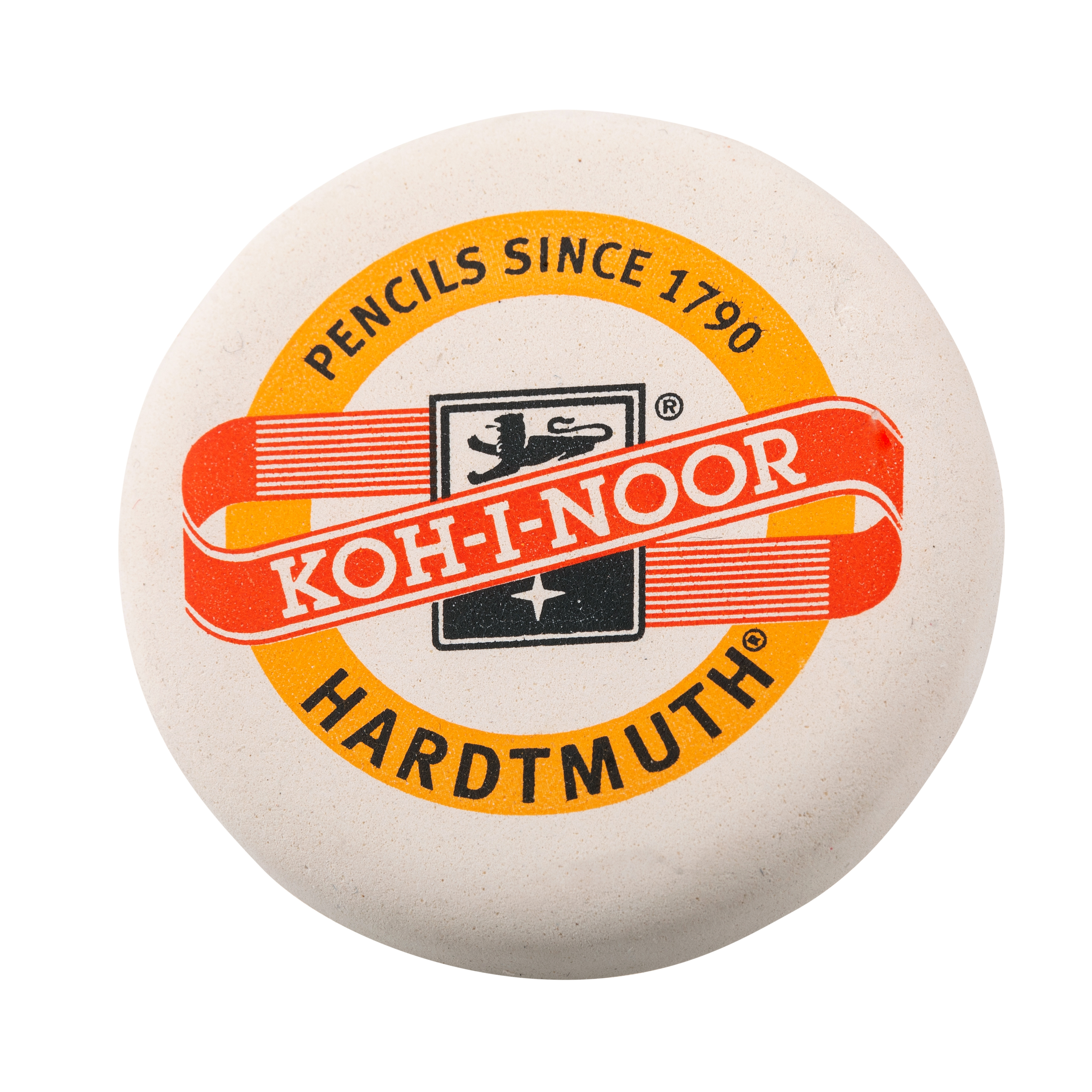 Radiergummi-  rund / weiss mit KOH-I-NOOR-  Aufdruck  / D = 52 mm