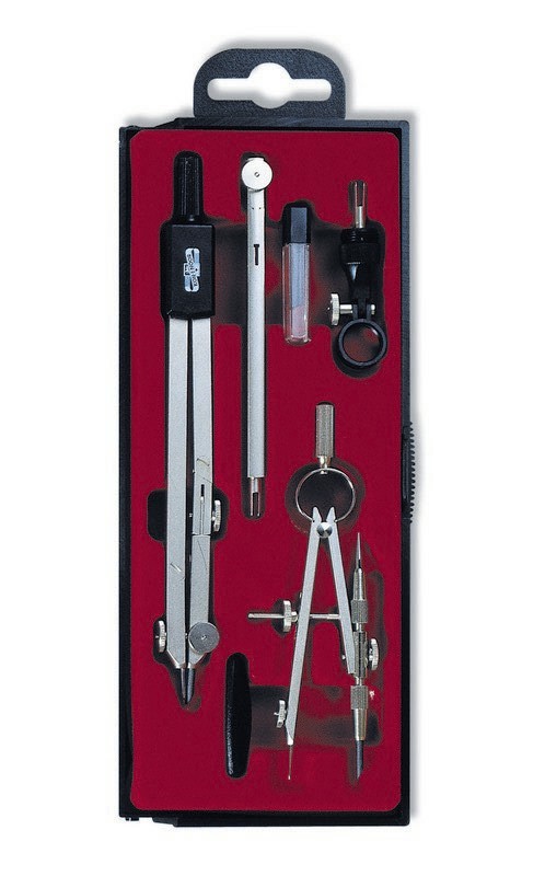Zirkel - Zirkelkasten 6-teiliges Schulzirkel- Set , im Kunststoffkasten
