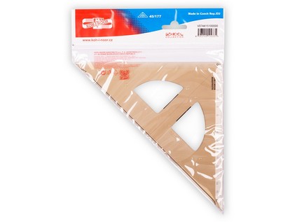 Dreieck - Plast  45&#176; - extra gross / 16 cm Lineal  ,   Transparent Braun