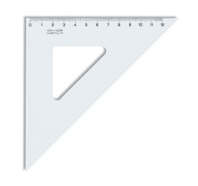Dreieck - Plast 45&#176;  - gross  / 12 cm Lineal  - Transparent