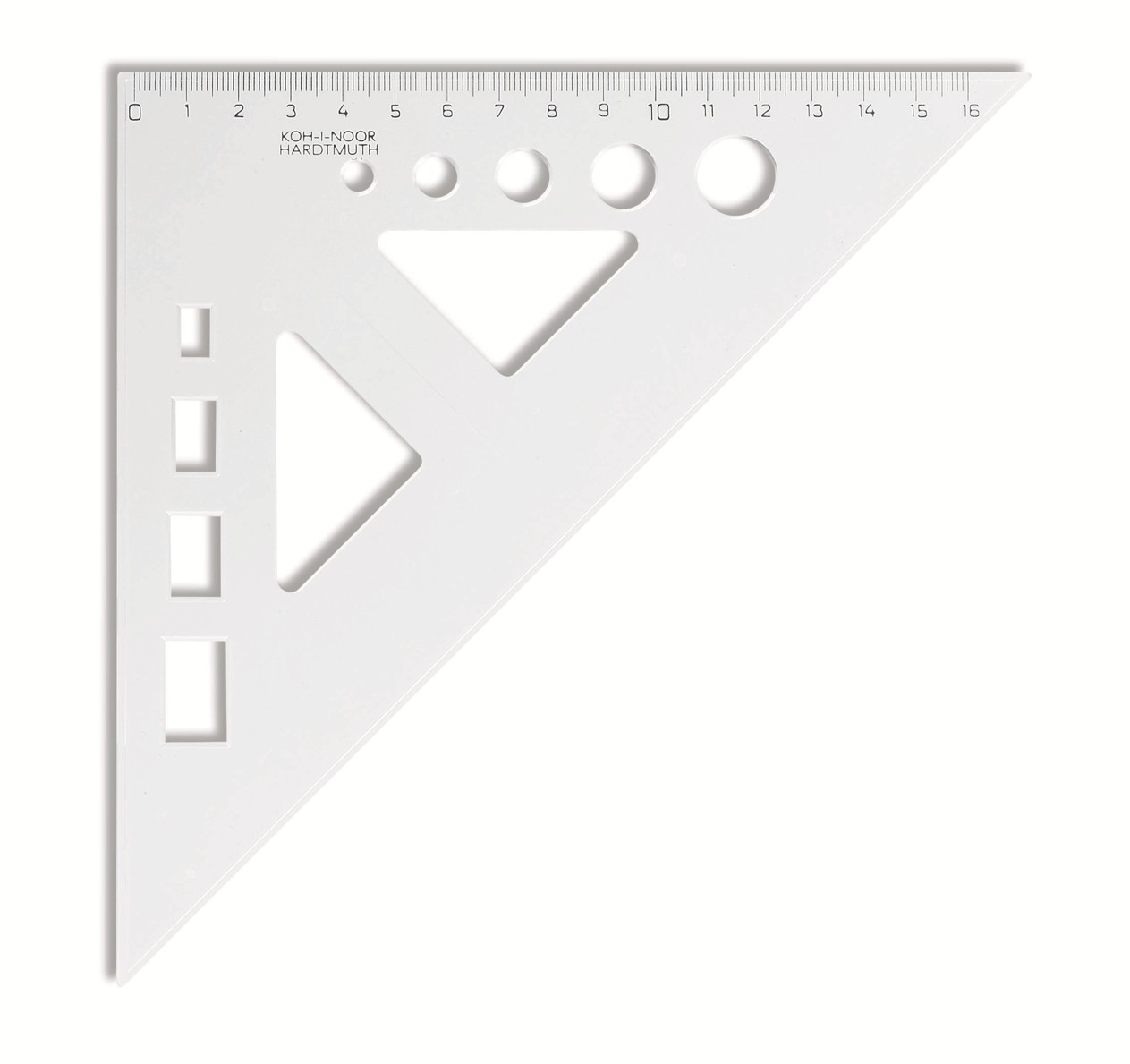 Dreieck - Plast  45&#176; - extra gross  / 16 cm Lineal + 9 Ausschnitte