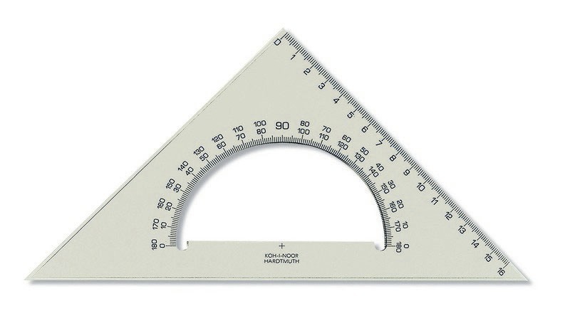 Dreieck - Plast  45&#176;  - extra gross  / 16 cm Lineal +  180&#176; Winkelmesser