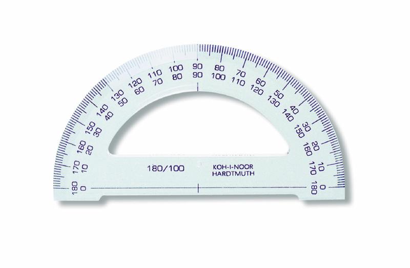 Winkelmesser - Plast 180&#176; - klein /  D = 10 cm , Transparent