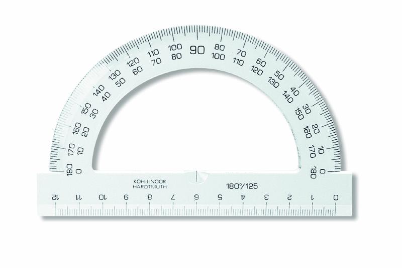 Winkelmesser - Plast 180&#176;  - gross /  D = 12,5 cm , Transparent