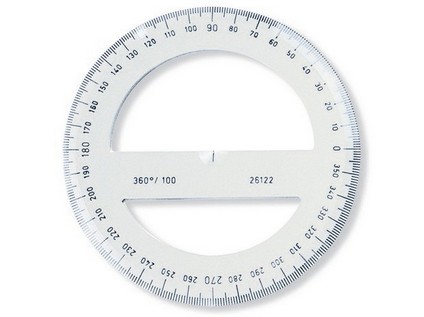 Winkelmesser - Plast 360&#176;  - klein /  D = 10 cm , Transparentt