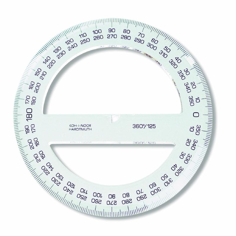 Winkelmesser - Plast  360&#176; -  gross /  D = 12,5 cm  Transparent