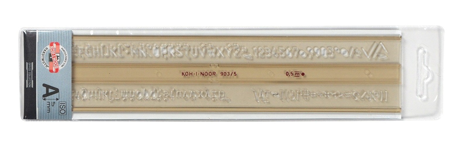 Schablone - Schriftschablone  ISO / 5,0 mm  - Transparent Rauchfarbig