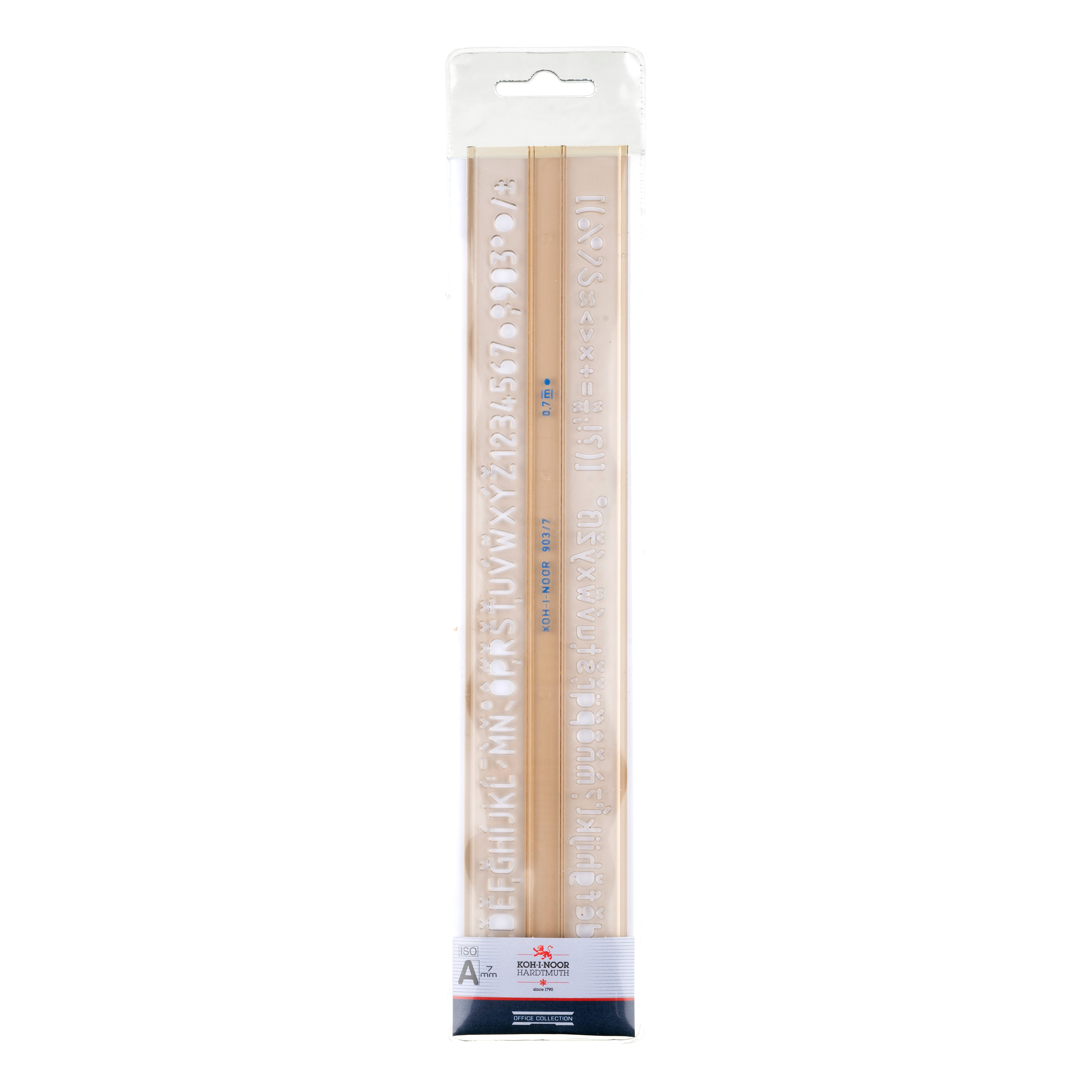 Schablone - Schriftschablone  ISO / 7,0 mm  - Transparent Rauchfarbig