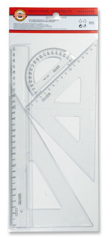 Geometrie- Set  Gro&#225; / 30 cm Lineal   4 Teile , Transparent