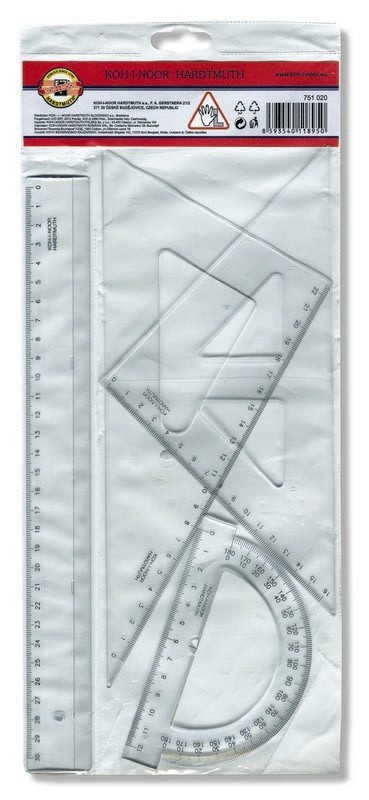 Geometrie- Set  Gro&#225; / 30 cm Lineal   4 Teile  &quot; Linksh&#228;nder &quot; ,  Transparent
