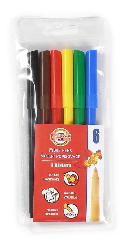Fasermaler &quot; Dschungel &quot;   6er Set mit einer  2 mm Spitze , in einer PP- H&#252;lle