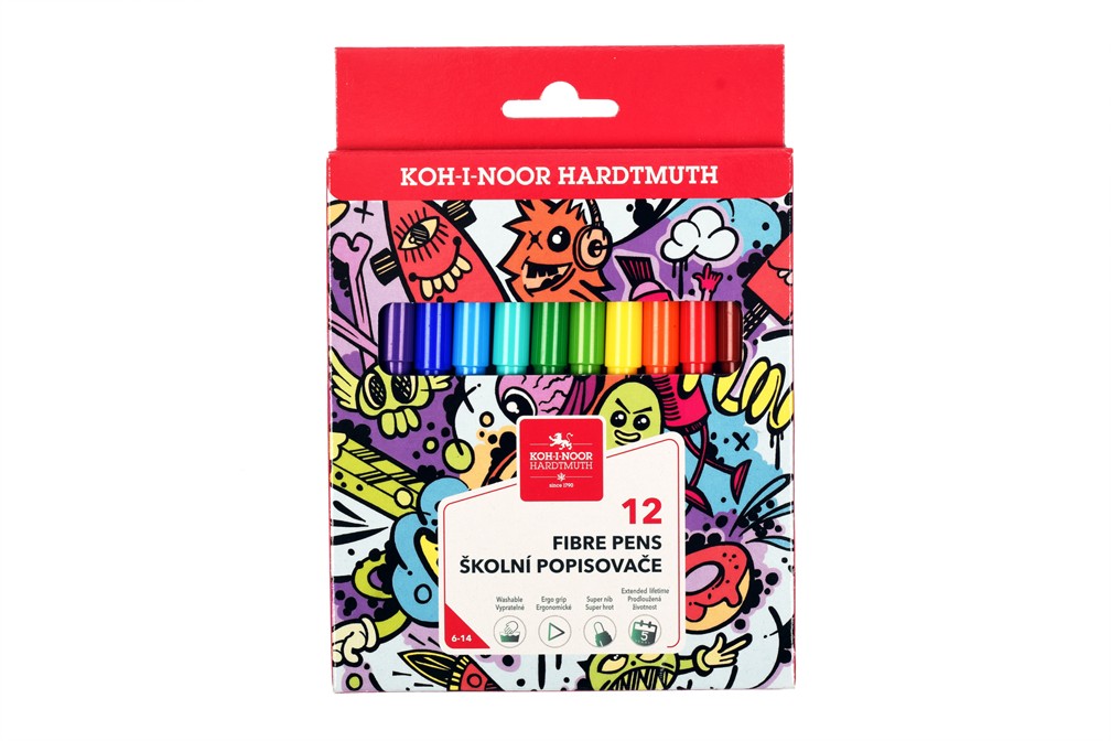 Fasermaler &quot;Teenage&quot; 12er Set mit einer  2 mm Spitze , im Papp- Etui